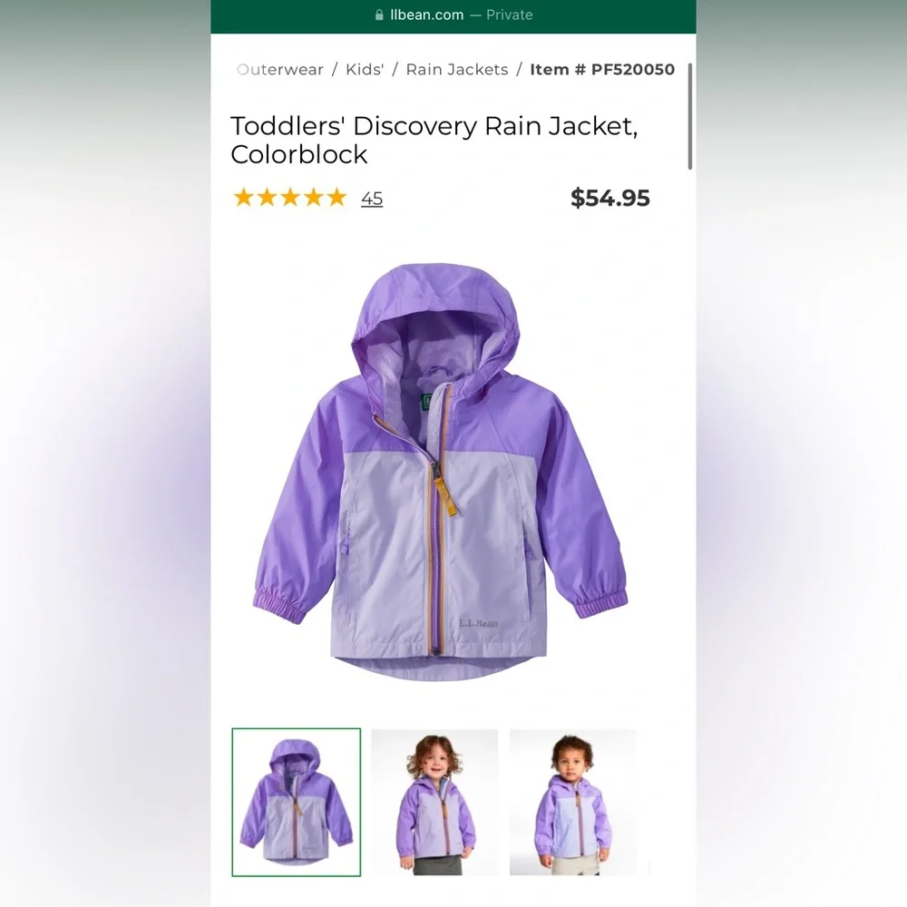 12-18m Girls L.L.Bean Rain Coat - Picture 8 of 10